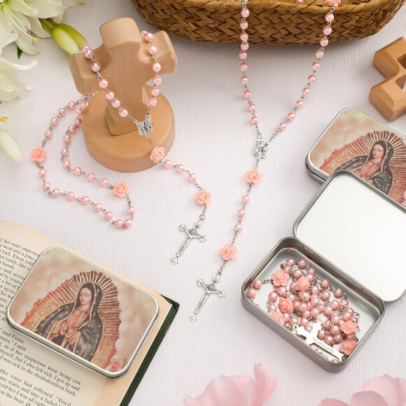 12pcs Virgen De Guadalupe Red Rosary Catholic Necklace with Gift Boxes - Durable - Picture 5 of 7